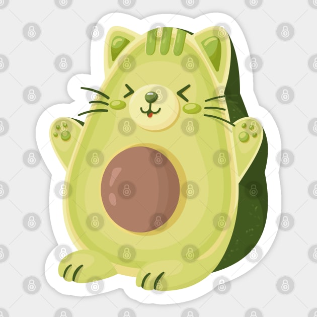 Cute Avocato Kitten Avocado Cat Sticker by HamilcArt